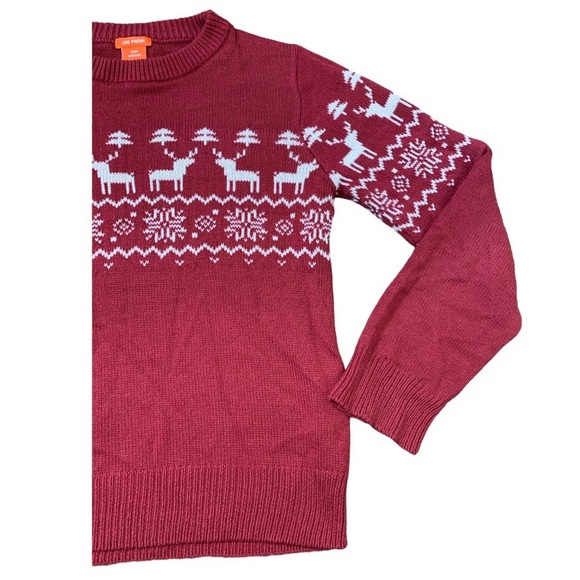 JOE FRESH Fair Isle Christmas Sweater With Long Sleeves Burgundy Red Boy 10-12Y - Picture 4 of 9